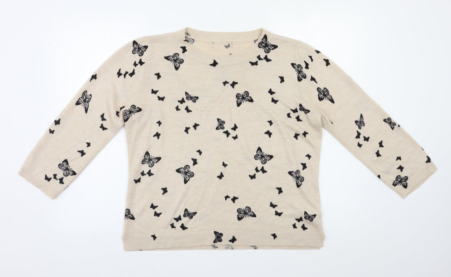 Womens UK Size 14 Preworn Beige Pullover Jumper