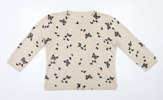 Womens UK Size 14 Preworn Beige Pullover Jumper