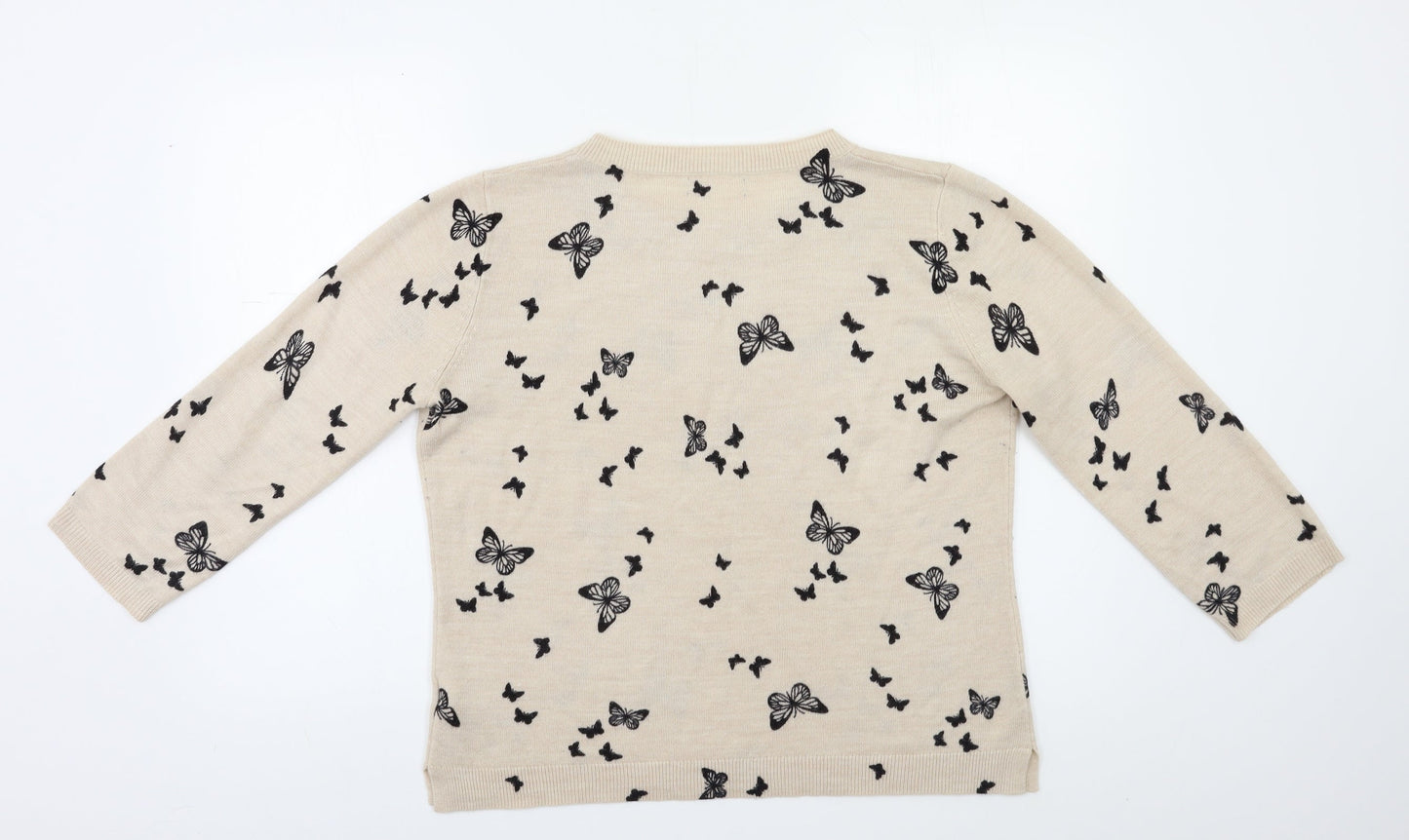 Womens UK Size 14 Preworn Beige Pullover Jumper