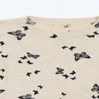 Womens UK Size 14 Preworn Beige Pullover Jumper