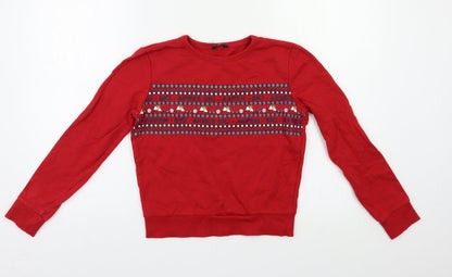M&Co Girls Red   Pullover Sweatshirt Size 11 Years