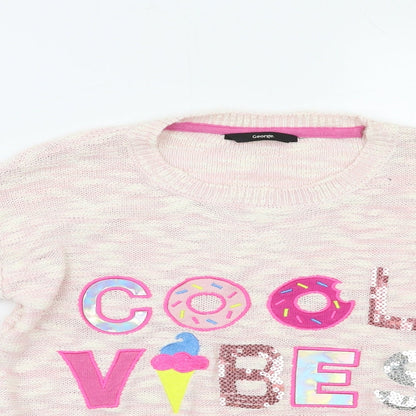 George Girls Pink   Pullover Jumper Size 12 Years  - Sequin detail