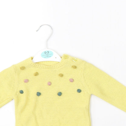 George Girls Yellow  Knit Pullover Jumper Size 0-3 Months