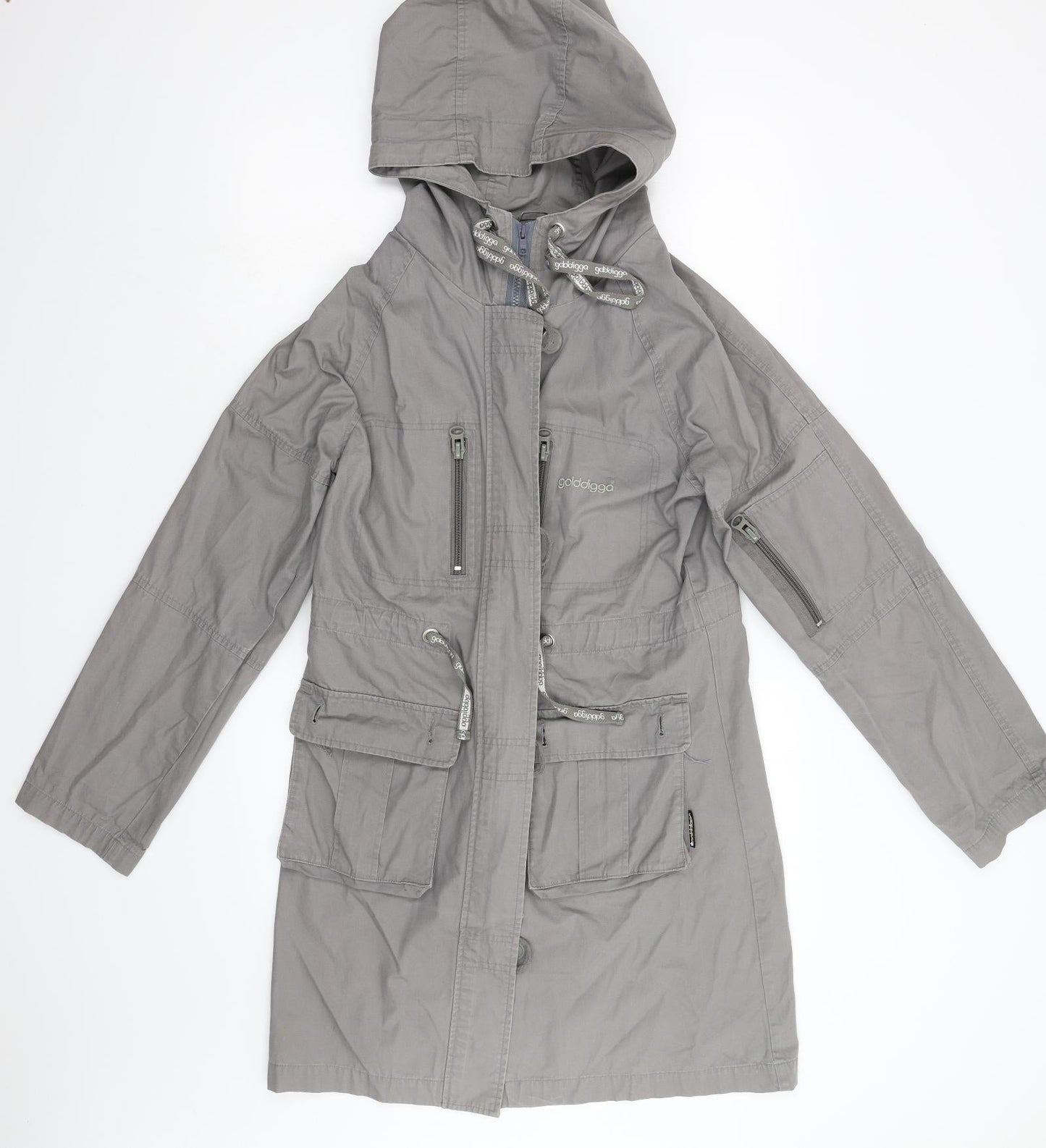 Womens UK Size M Golddigga Grey Overcoat