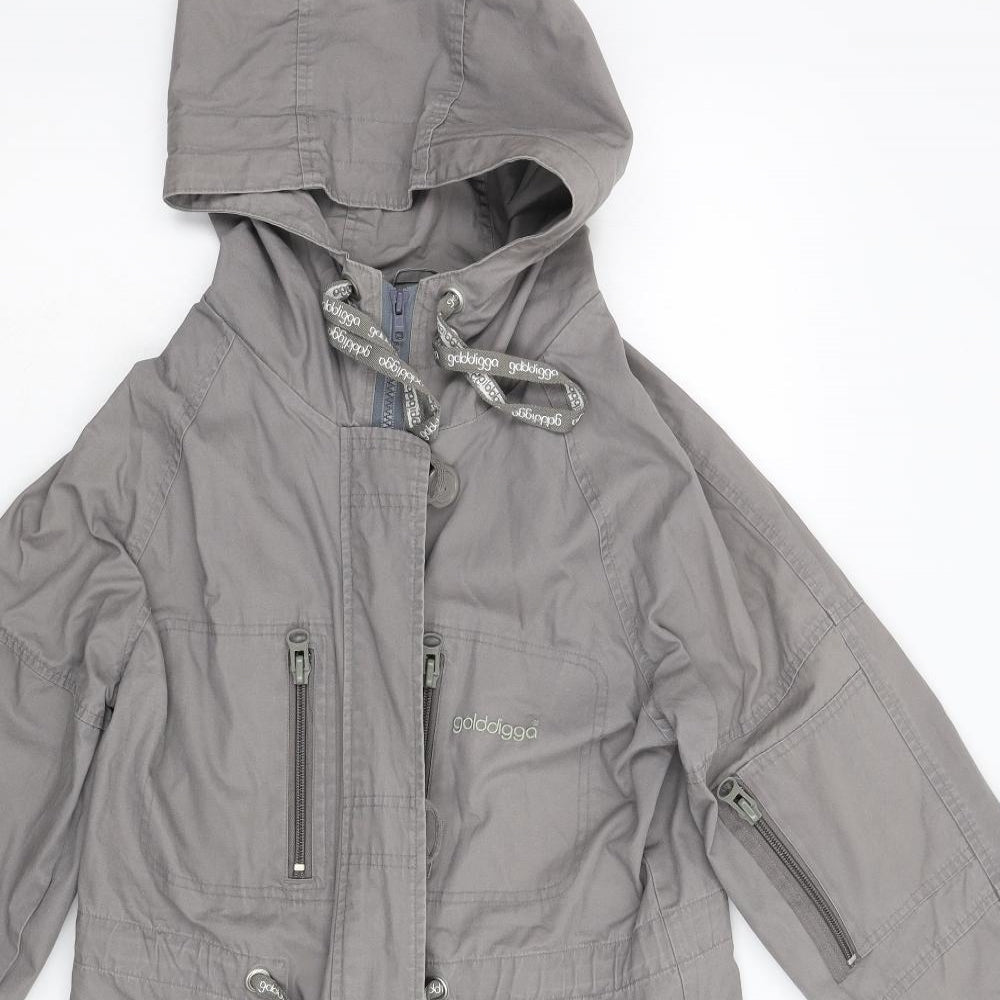 Womens UK Size M Golddigga Grey Overcoat