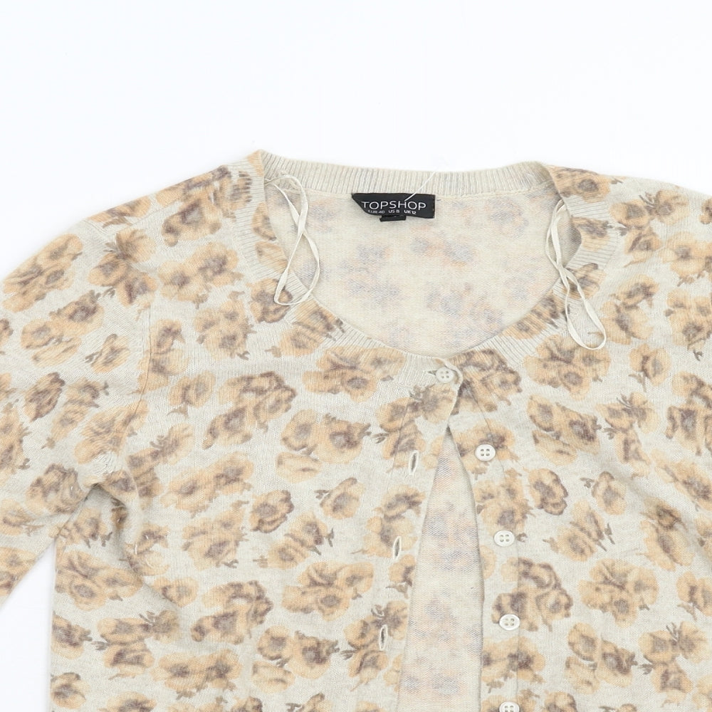 Womens UK Size 12 Topshop Brown Cardigan Jumper