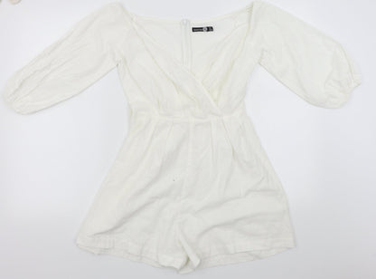 Boohoo Womens White   Romper One-Piece Size 8