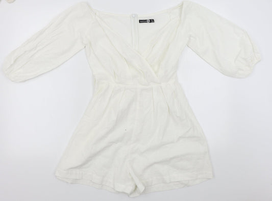 Boohoo Womens White   Romper One-Piece Size 8