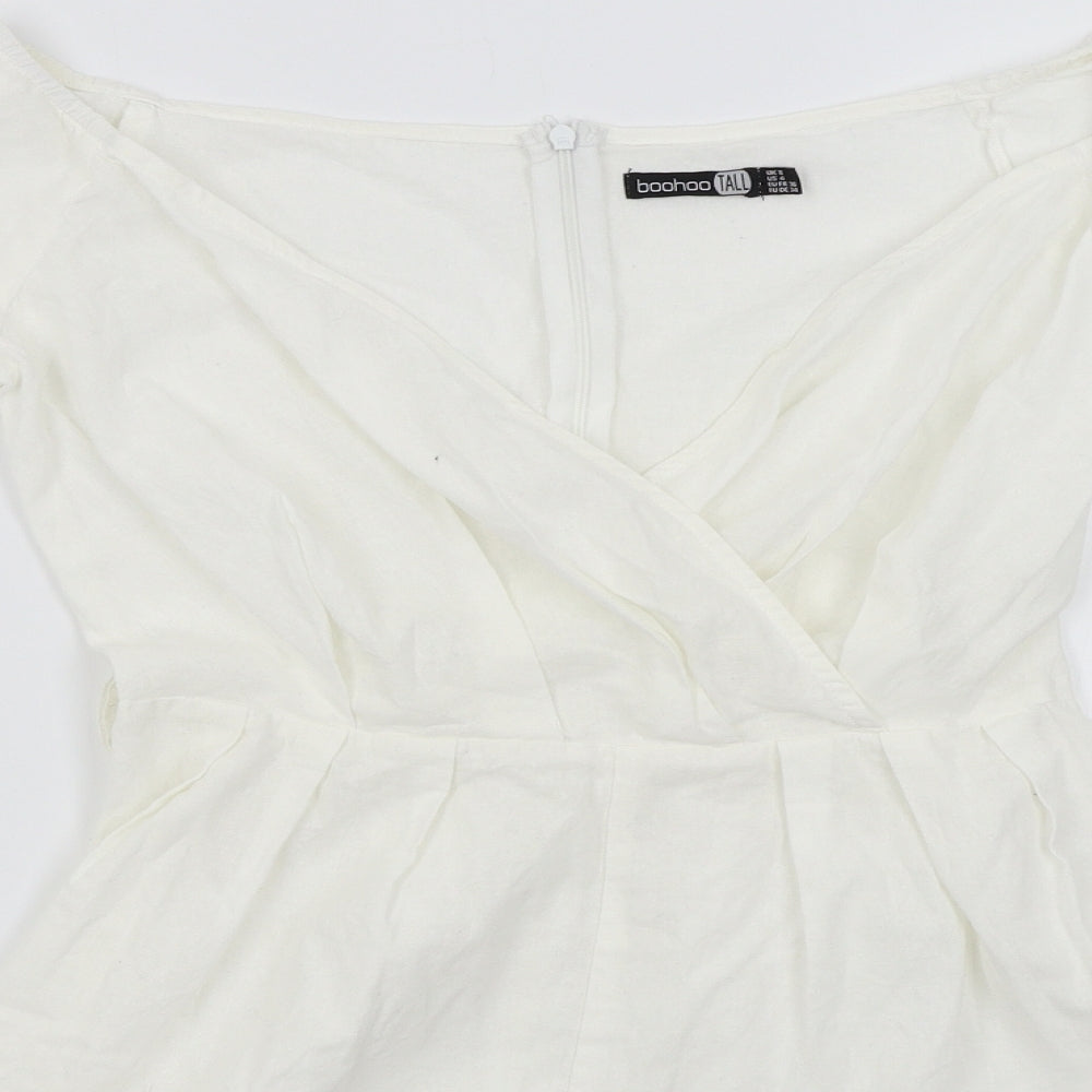 Boohoo Womens White   Romper One-Piece Size 8
