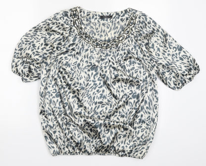 Bonmarché Womens Grey Animal Print  Basic Blouse Size 14