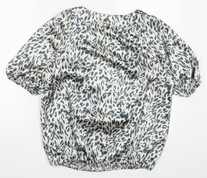 Bonmarché Womens Grey Animal Print  Basic Blouse Size 14
