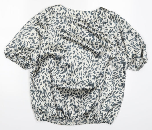 Bonmarché Womens Grey Animal Print  Basic Blouse Size 14