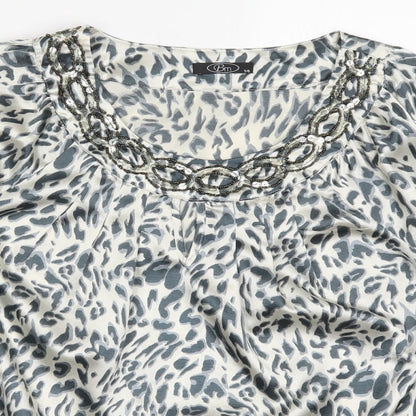 Bonmarché Womens Grey Animal Print  Basic Blouse Size 14