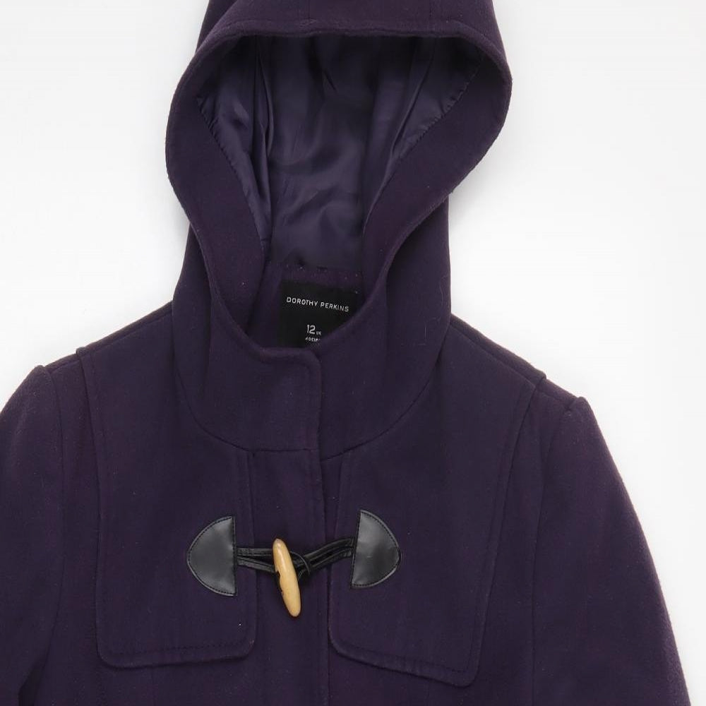 Womens UK Size 12 Dorothy Perkins Purple Pea Coat