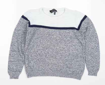 French Dressing Jeans Womens Blue Striped Knit Pullover Jumper Size XS