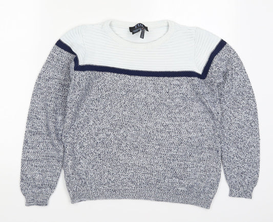 French Dressing Jeans Womens Blue Striped Knit Pullover Jumper Size XS