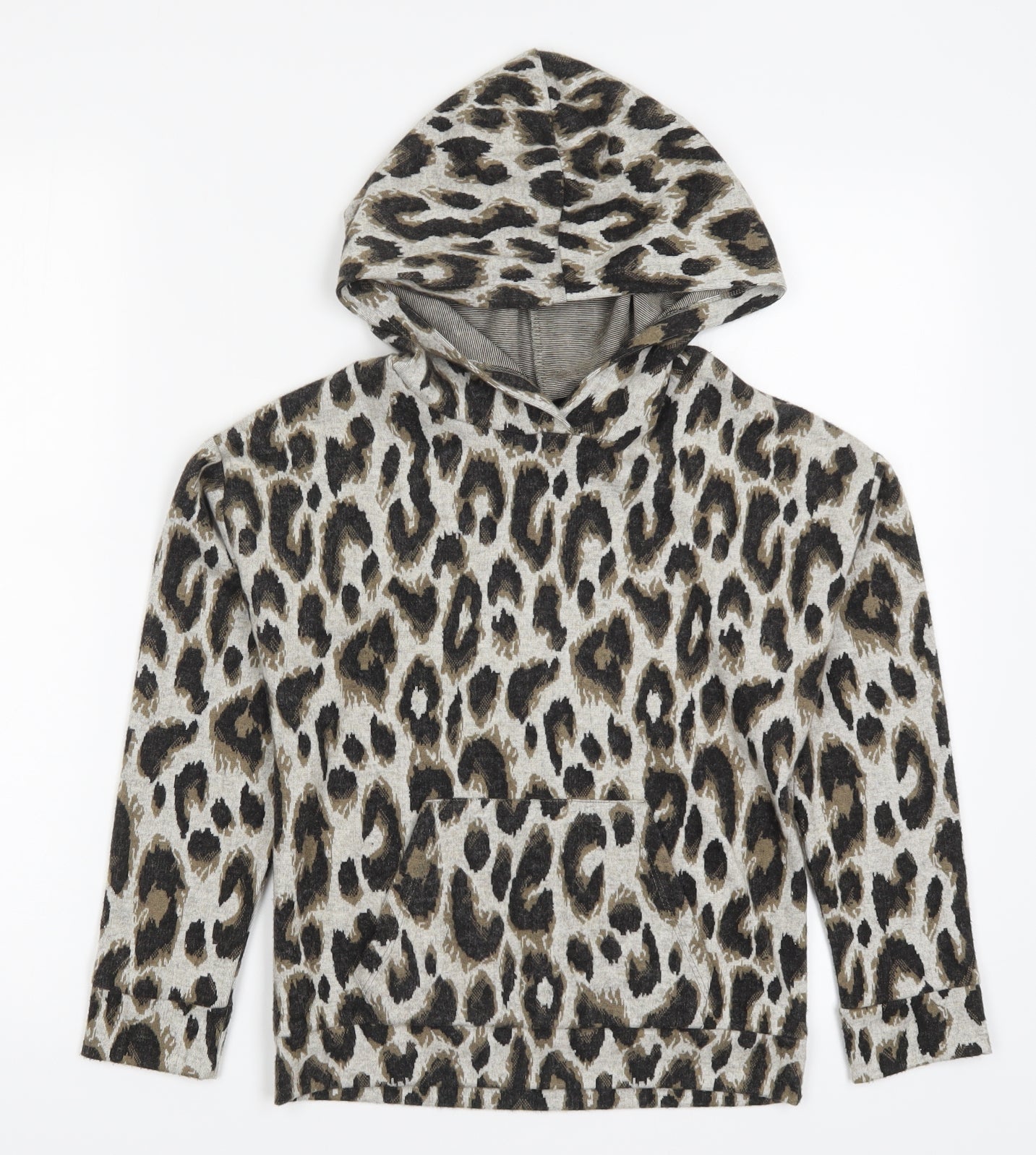 Matalan Girls Brown Animal Print  Pullover Hoodie Size 9 Years