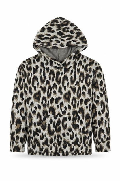 Matalan Girls Brown Animal Print  Pullover Hoodie Size 9 Years