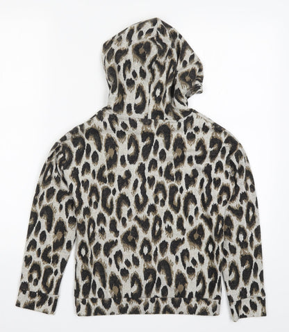 Matalan Girls Brown Animal Print  Pullover Hoodie Size 9 Years