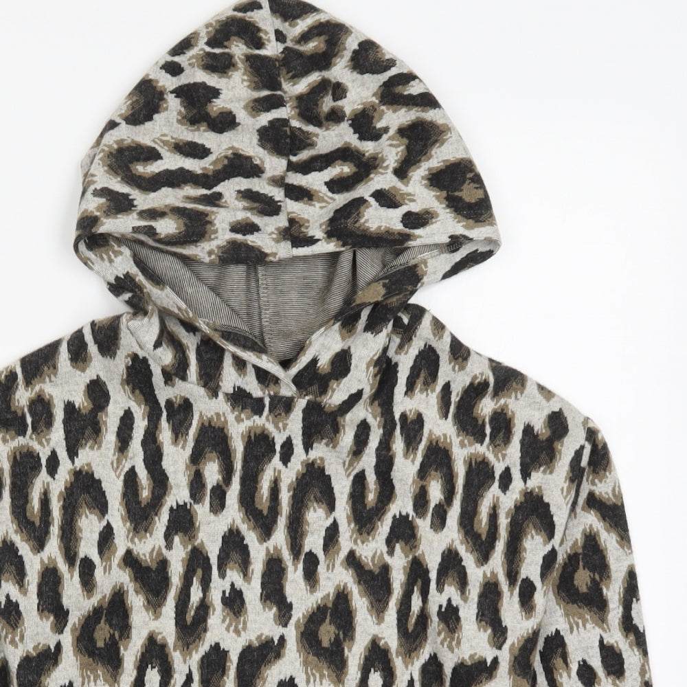 Matalan Girls Brown Animal Print  Pullover Hoodie Size 9 Years