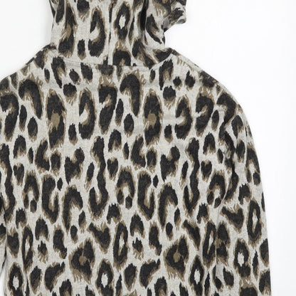 Matalan Girls Brown Animal Print  Pullover Hoodie Size 9 Years
