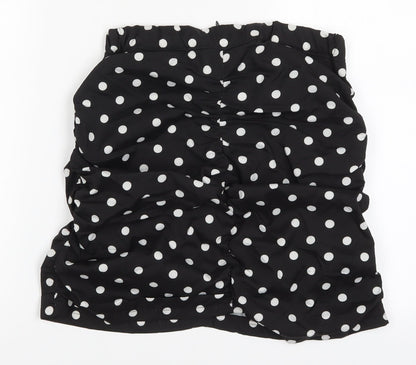 Boohoo Womens Black Polka Dot  Maxi Skirt Size 10