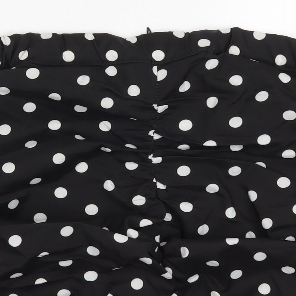 Boohoo Womens Black Polka Dot  Maxi Skirt Size 10