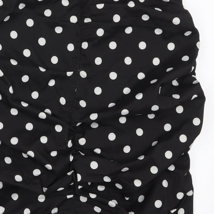 Boohoo Womens Black Polka Dot  Maxi Skirt Size 10