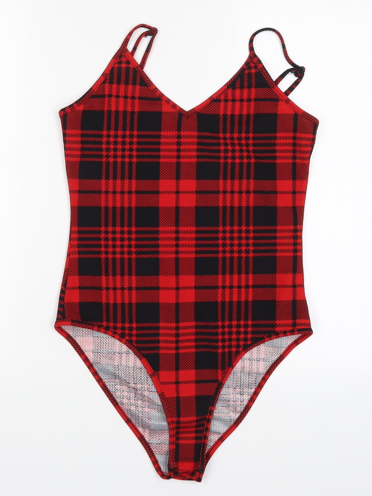 SheIn Womens Red Check  Bodysuit One-Piece Size M