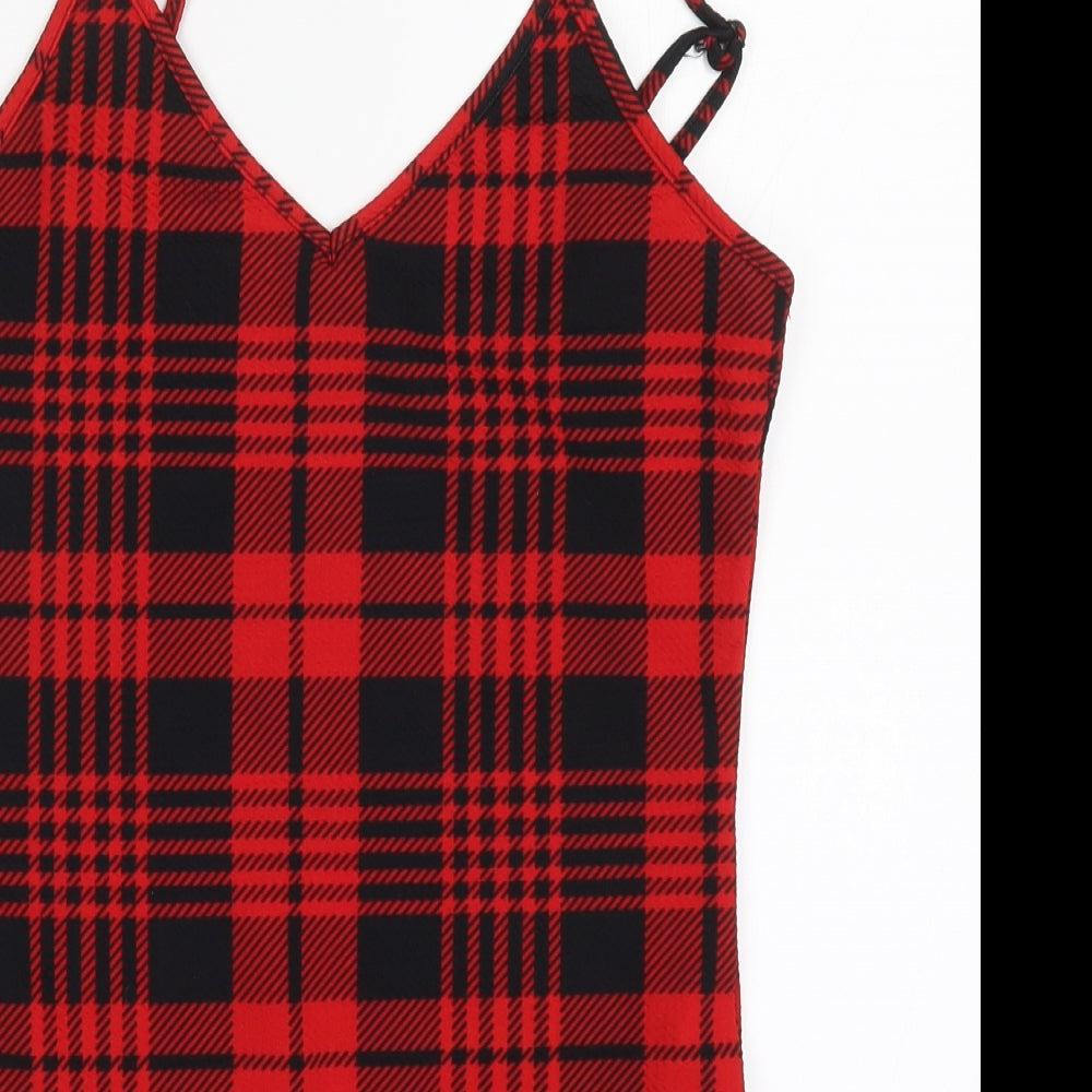 SheIn Womens Red Check  Bodysuit One-Piece Size M