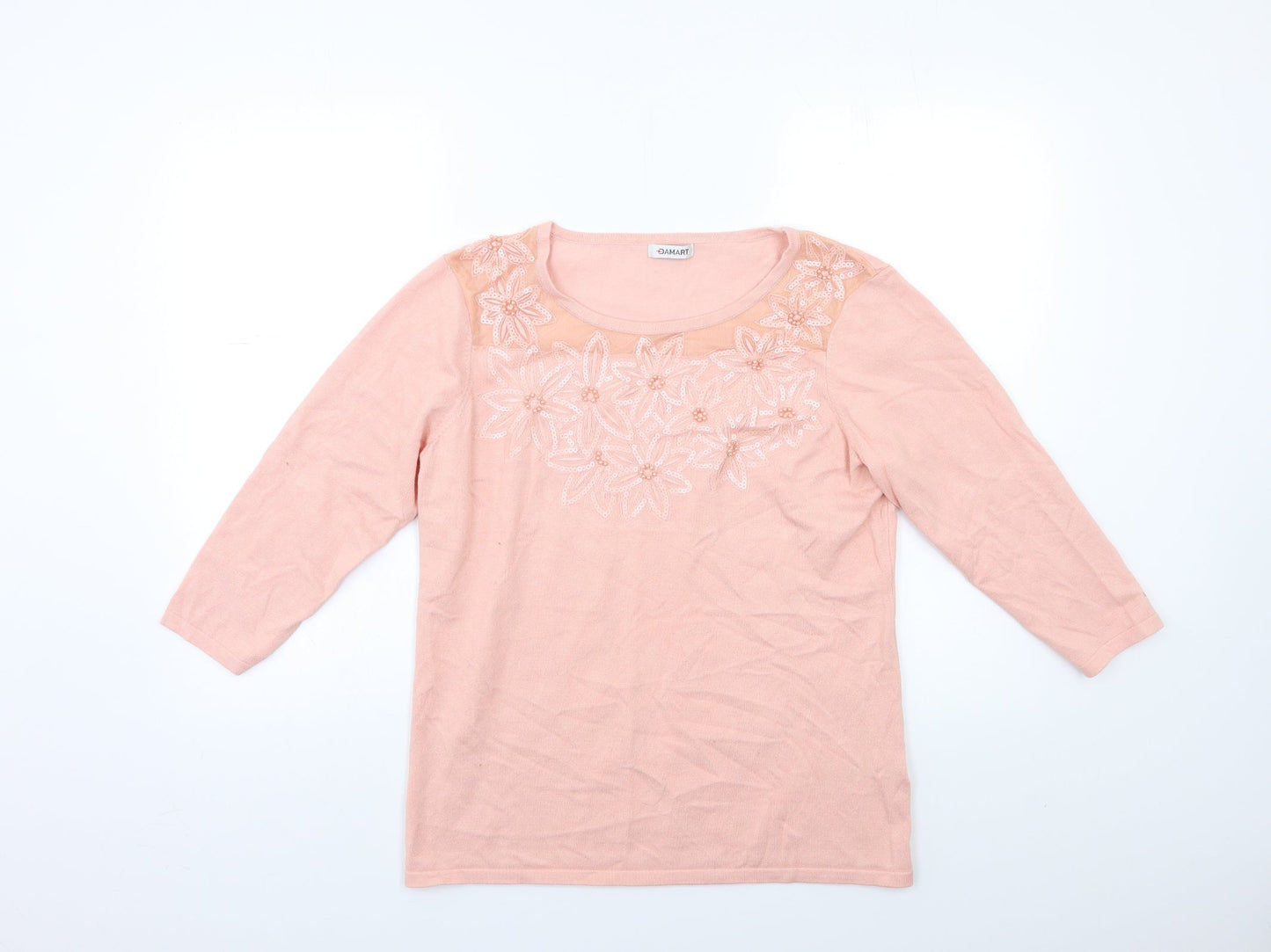 Damart Womens Pink  Knit Pullover Jumper Size 14