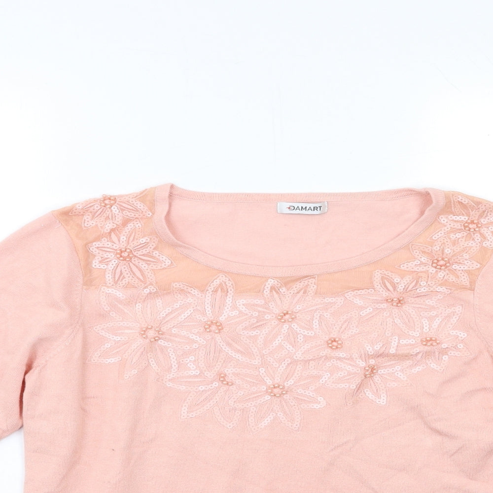 Damart Womens Pink  Knit Pullover Jumper Size 14