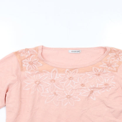 Damart Womens Pink  Knit Pullover Jumper Size 14