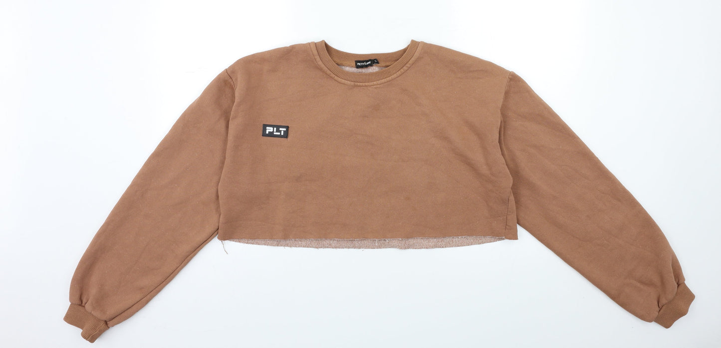 PRETTYLITTLETHING Womens Brown   Pullover Sweatshirt Size S