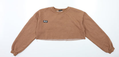 PRETTYLITTLETHING Womens Brown   Pullover Sweatshirt Size S