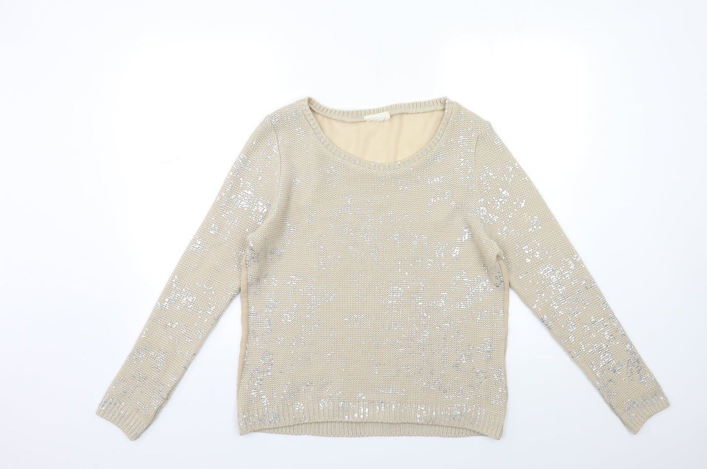 Womens UK Size 8 Preworn Beige Pullover Jumper