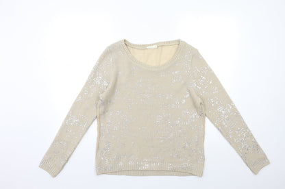 Womens UK Size 8 Preworn Beige Pullover Jumper