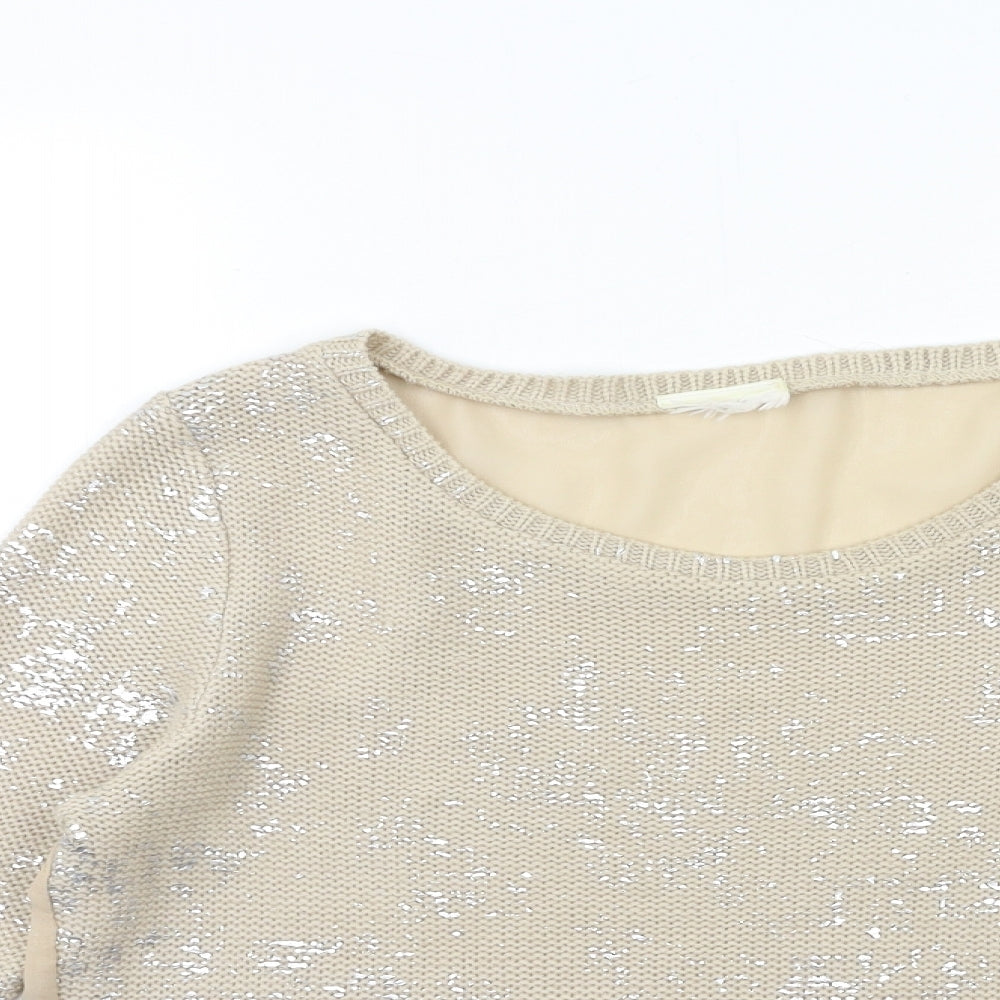 Womens UK Size 8 Preworn Beige Pullover Jumper