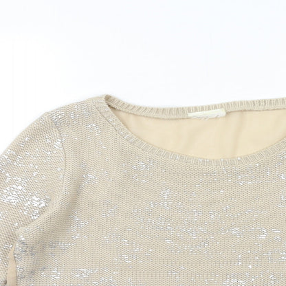 Womens UK Size 8 Preworn Beige Pullover Jumper