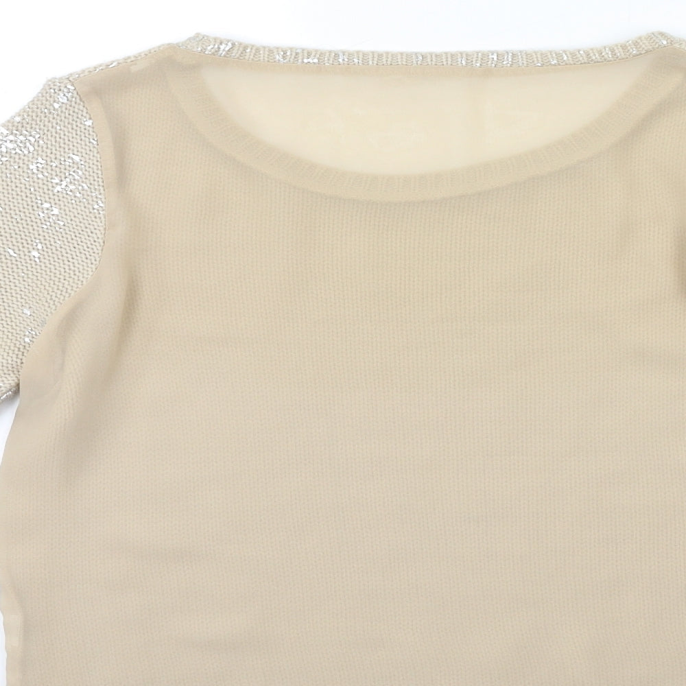 Womens UK Size 8 Preworn Beige Pullover Jumper