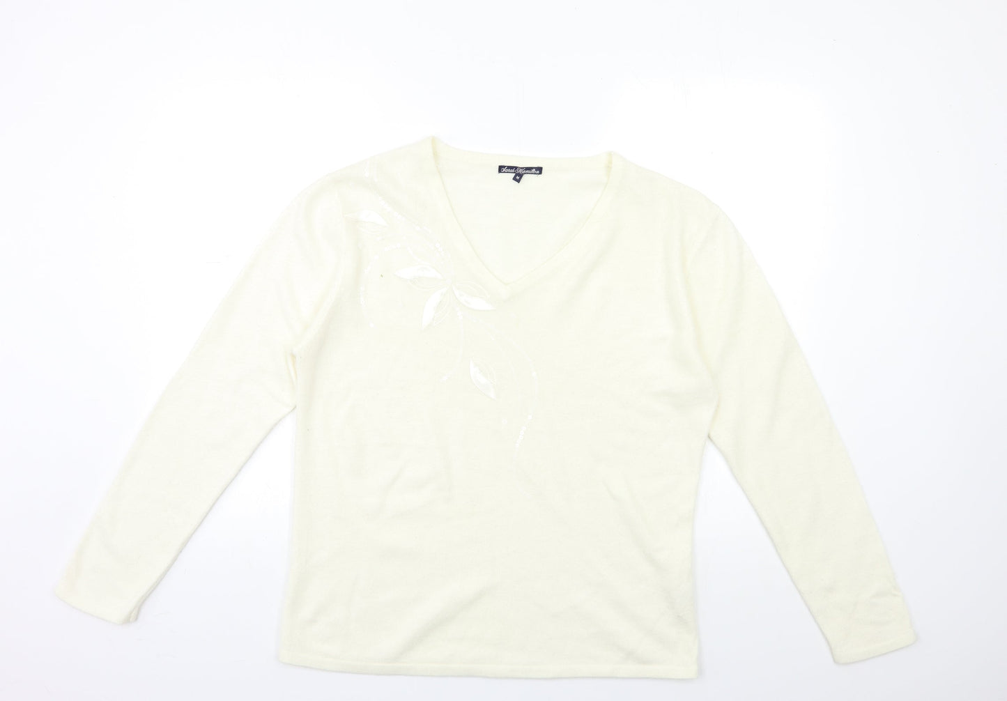 Womens UK Size M sarah hamilton Ivory Pullover Jumper
