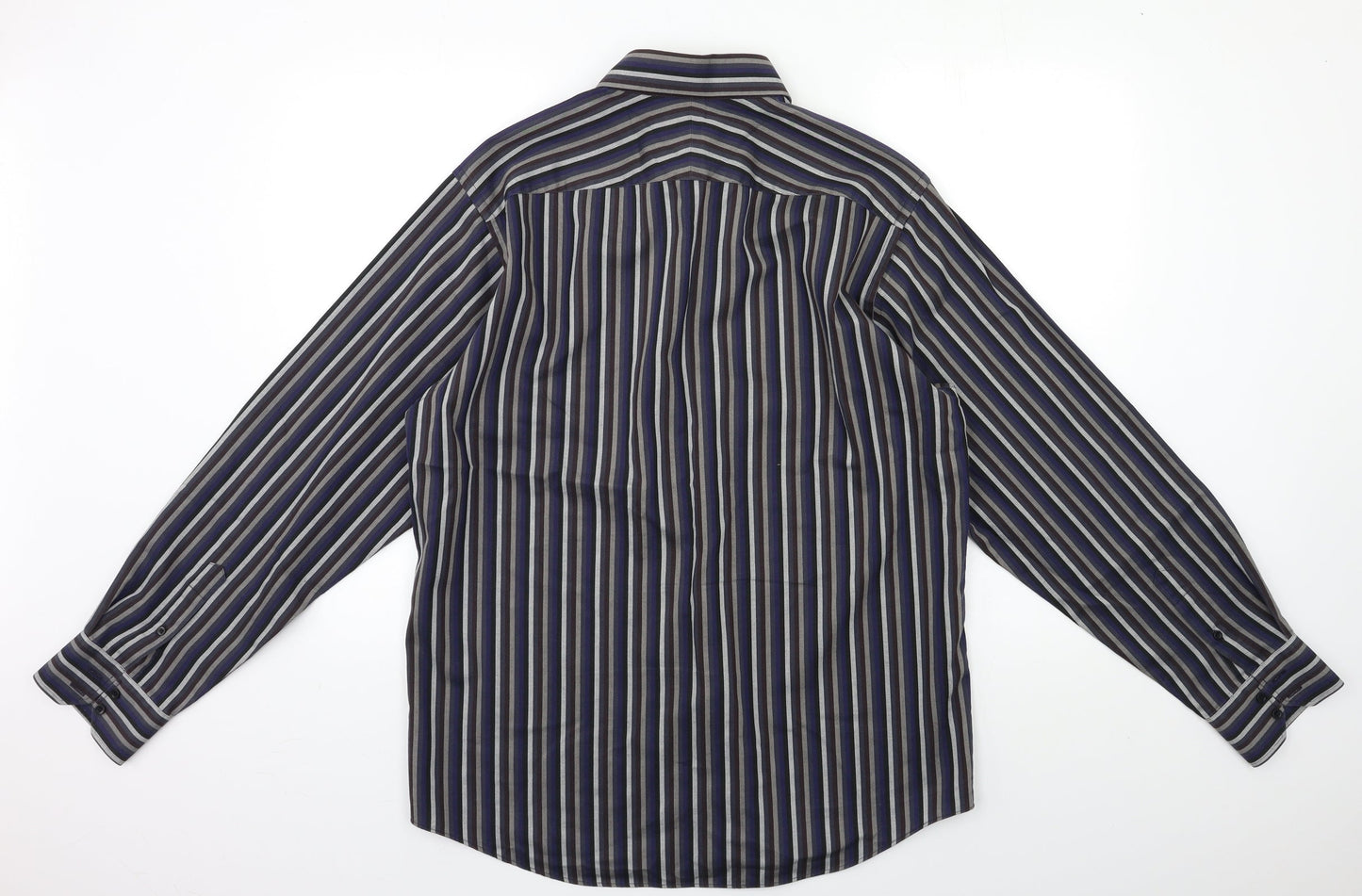 Thomas Nash Mens Blue Striped   Button-Up Size M