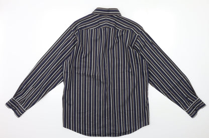 Thomas Nash Mens Blue Striped   Button-Up Size M