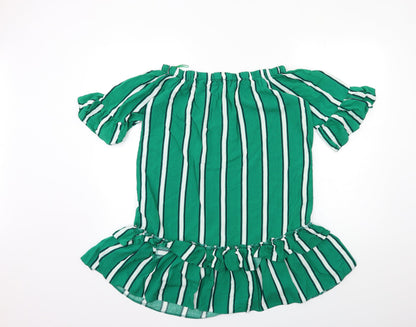 Papaya Womens Green Striped Rayon Shift  Size 12