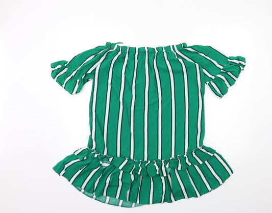 Papaya Womens Green Striped Rayon Shift  Size 12
