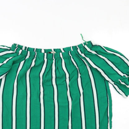 Papaya Womens Green Striped Rayon Shift  Size 12