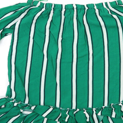 Papaya Womens Green Striped Rayon Shift  Size 12
