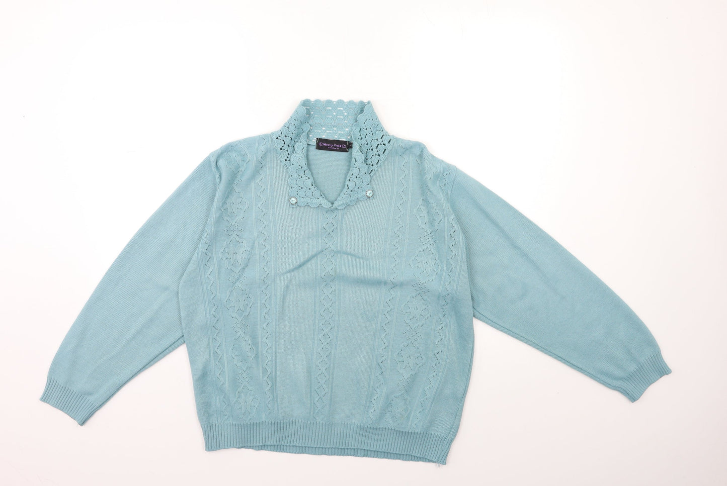 Womens UK Size S MERRY GOLD Blue Pullover Jumper