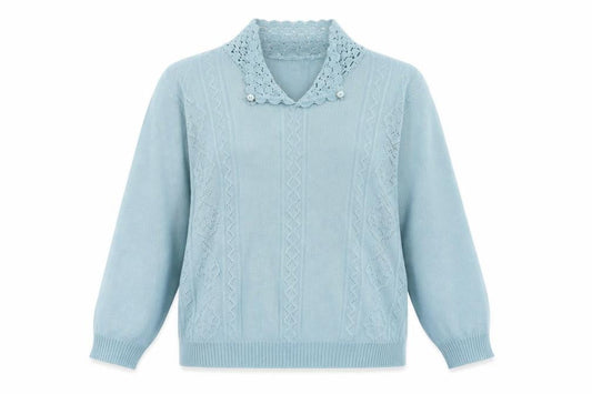 Womens UK Size S MERRY GOLD Blue Pullover Jumper