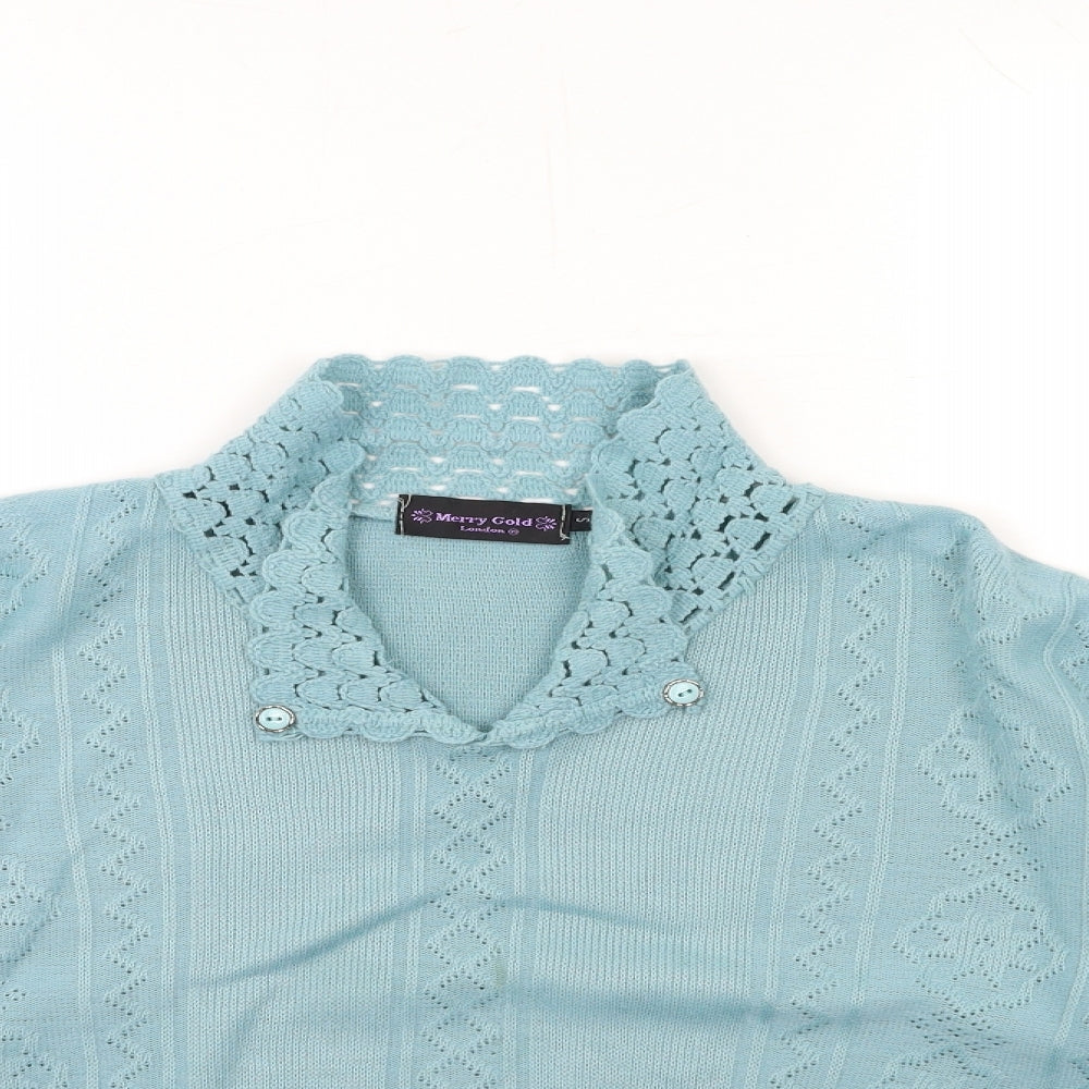 Womens UK Size S MERRY GOLD Blue Pullover Jumper